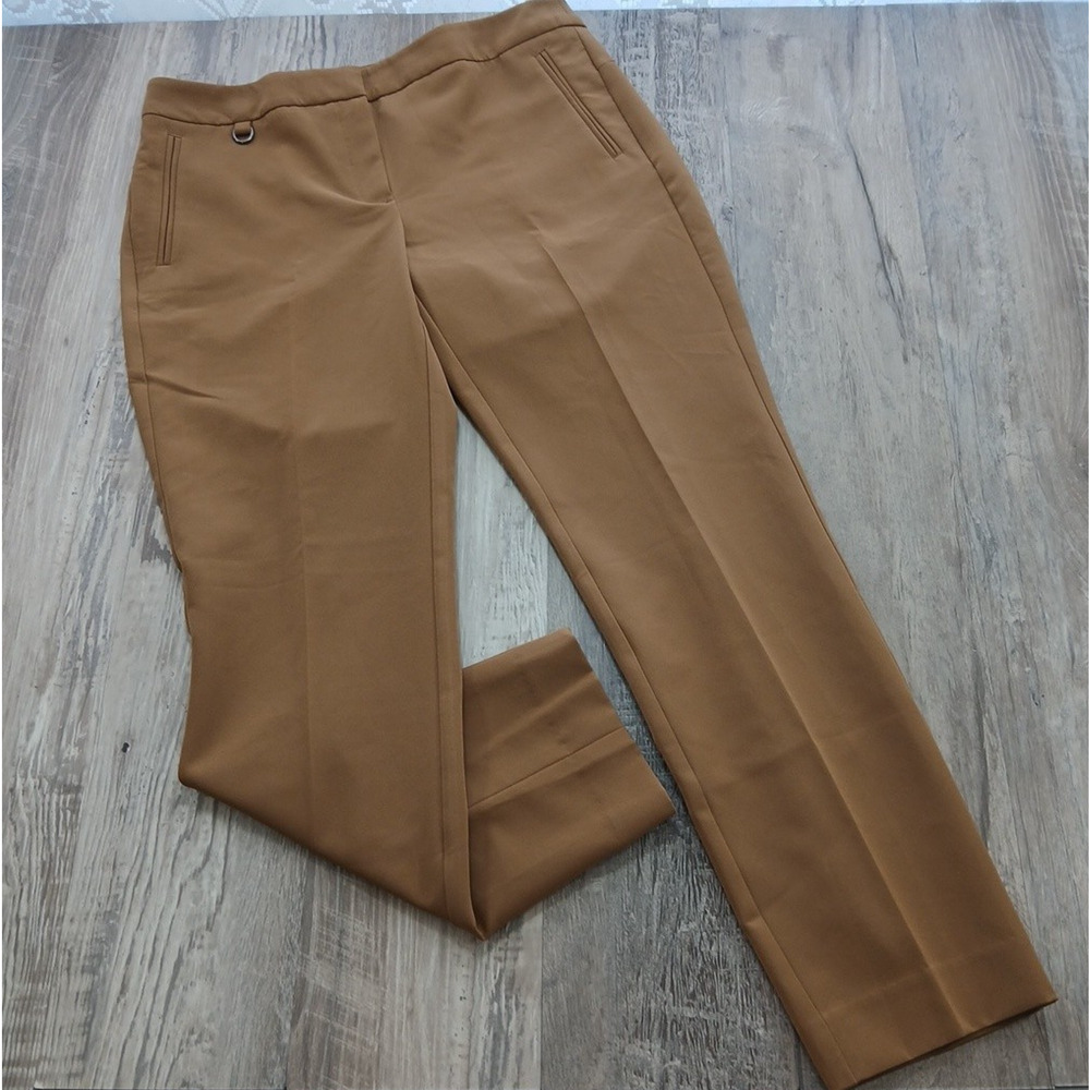 Adrianna Papell Millennium Kate Fit Pants Camel Brown Straight Leg Slacks Size 6